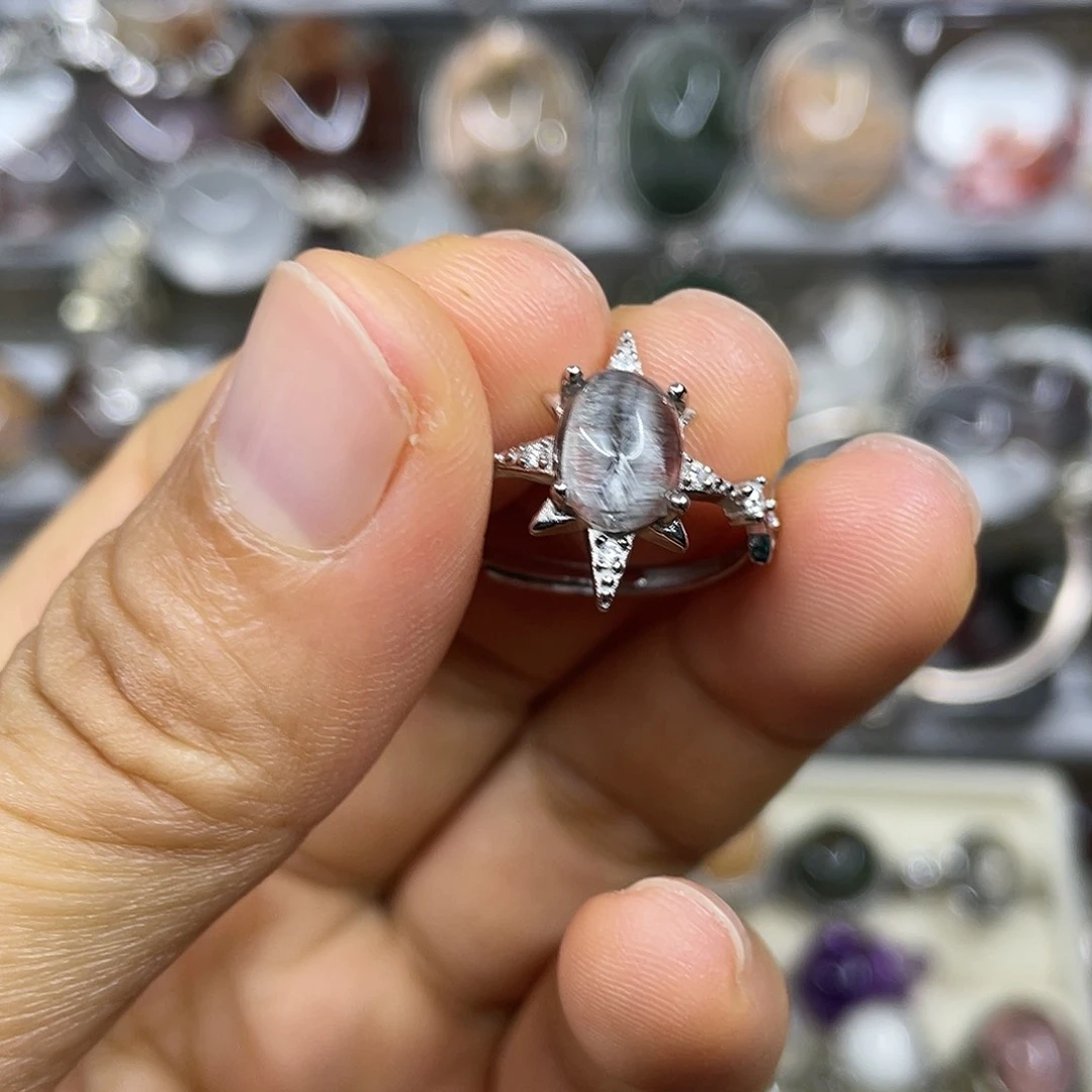 【闪购商品】银S925镶嵌珠宝半成品水晶戒指