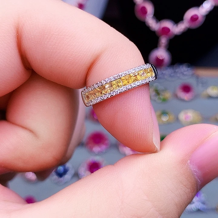 蓝宝石银S925镶嵌戒指