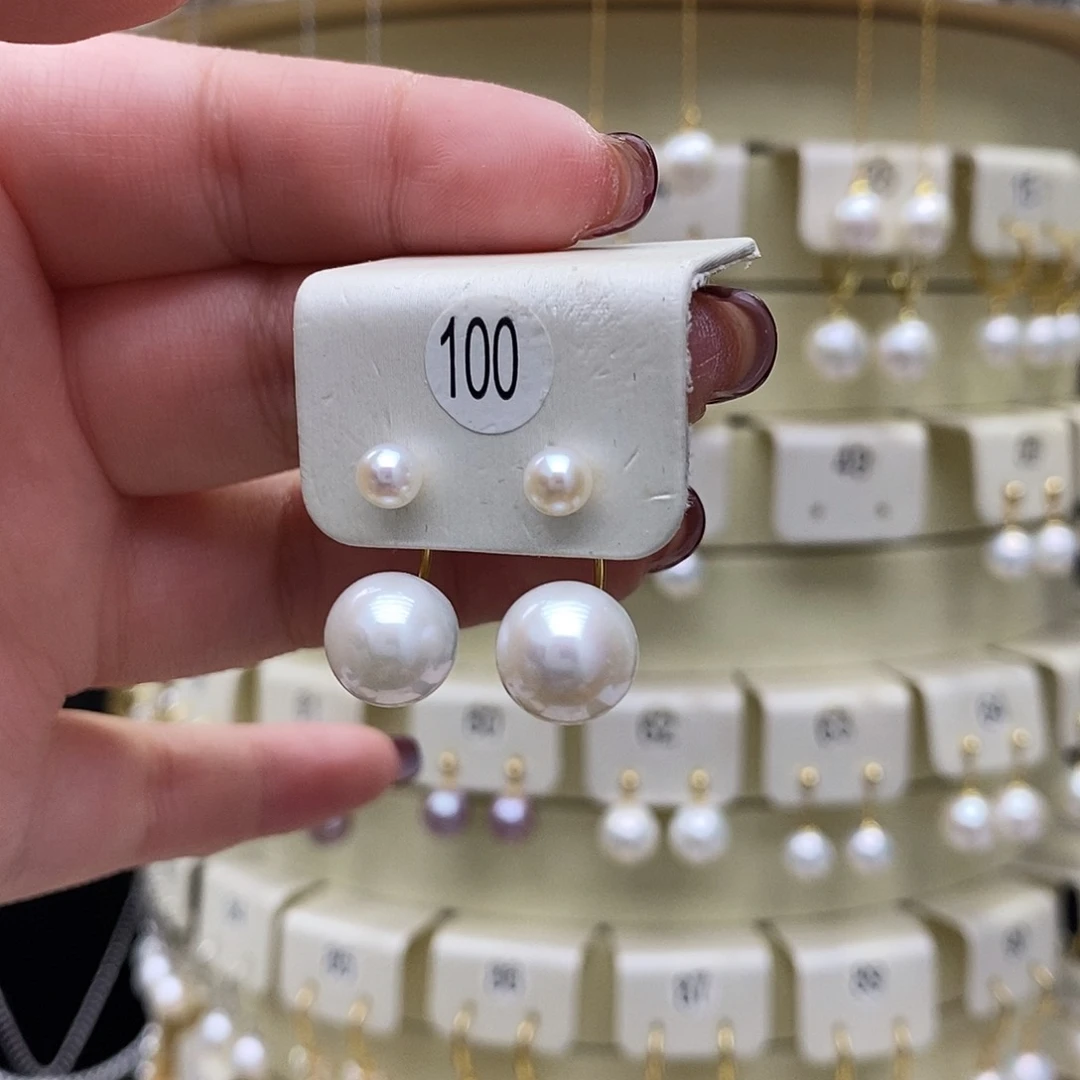 淡水珍珠耳饰银S925镶嵌