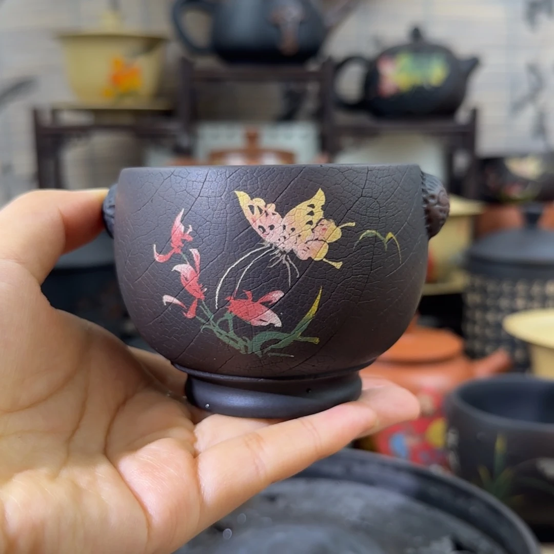 建水紫陶主人杯菩提纹全品