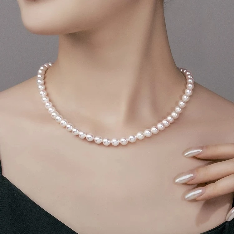 铜合金仿珍珠项链 时尚气质百搭【施】白色珠珠项链5329
