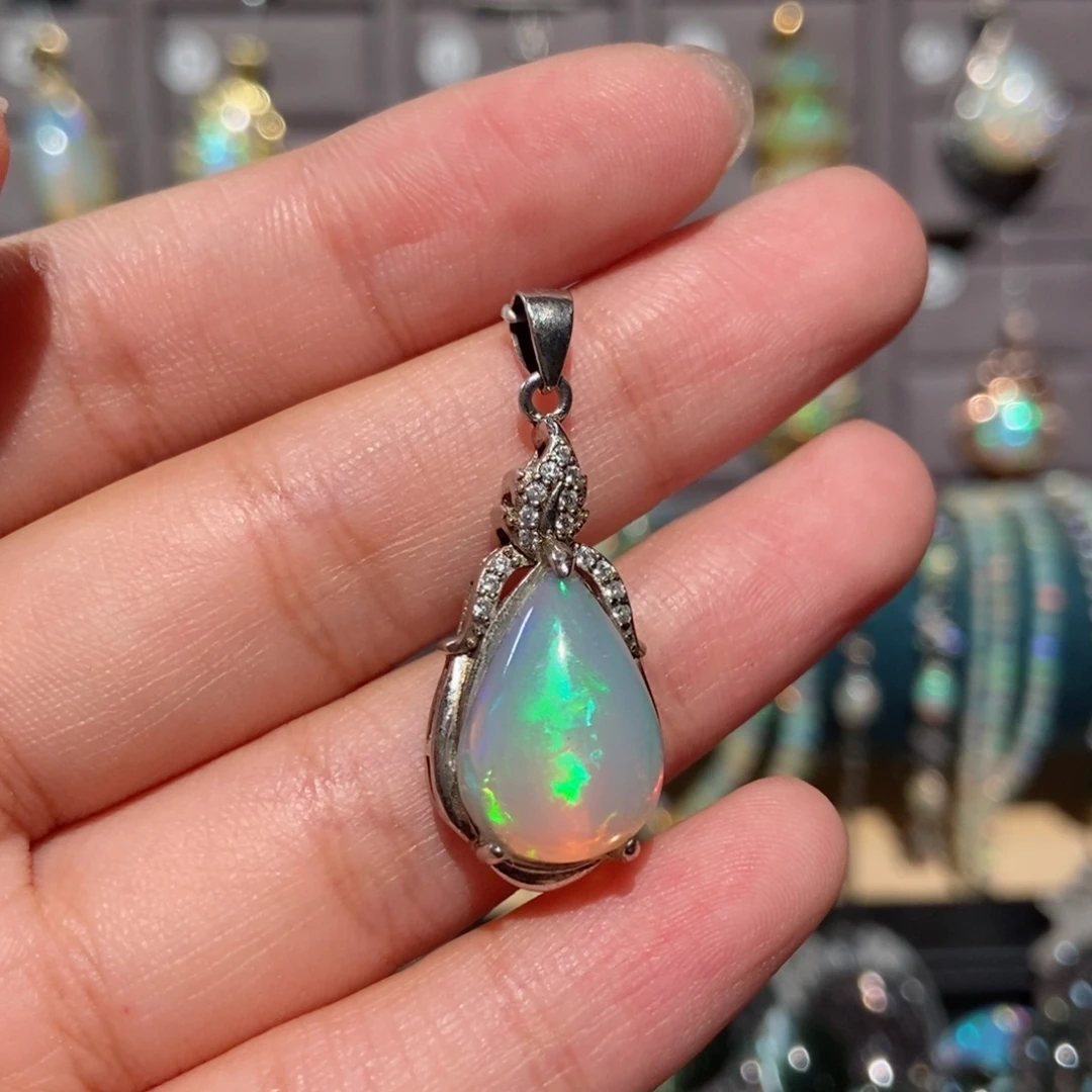 欧泊银S925镶嵌吊坠