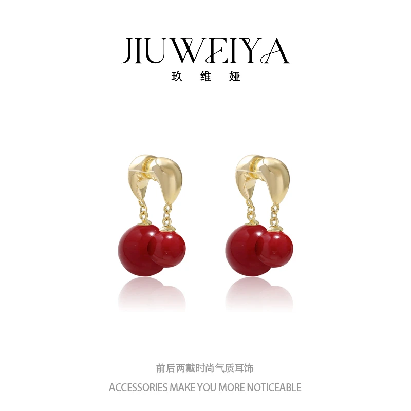 铜合金仿珍珠耳饰 前后两戴气质珠珠耳钉小众高级感夏季耳环