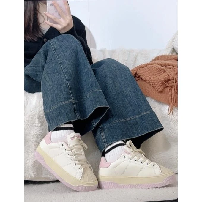 韩版新款小众白色面包鞋女ins潮2025新款学生百搭休闲板鞋Y-1