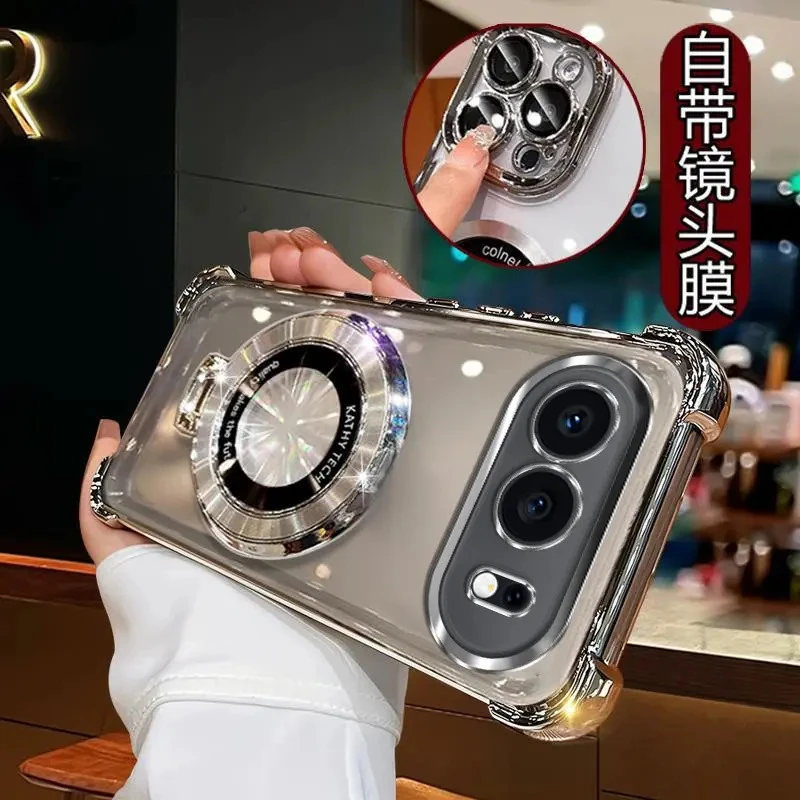 适用荣耀500手机壳新款全包CD磁吸支架防摔透明高级感男女软壳潮.