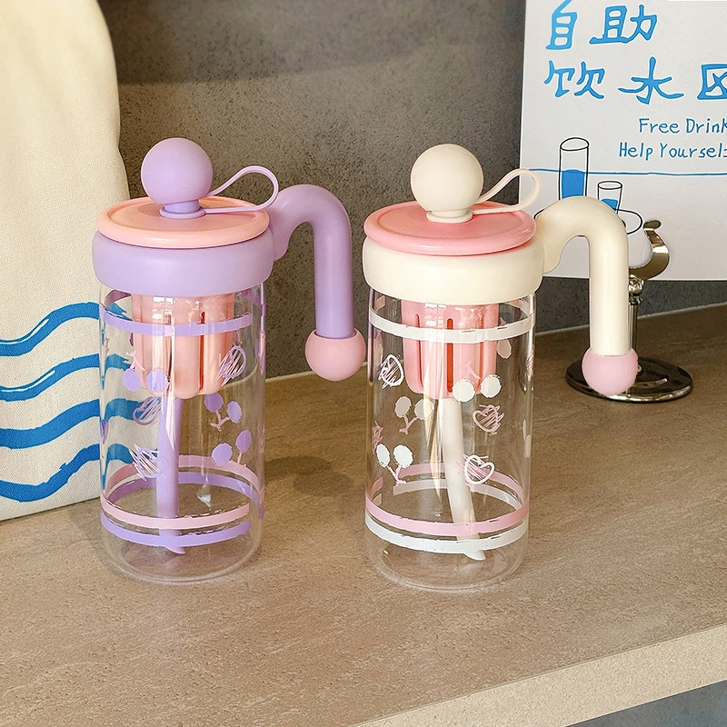 舍里玻璃杯女高颜值茶水分离泡茶吸管杯办公室水杯便携随身咖啡杯