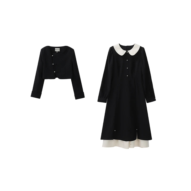 「巴洛克珍珠」外套连衣裙两件套秋装女气质裙子DYL661300WT