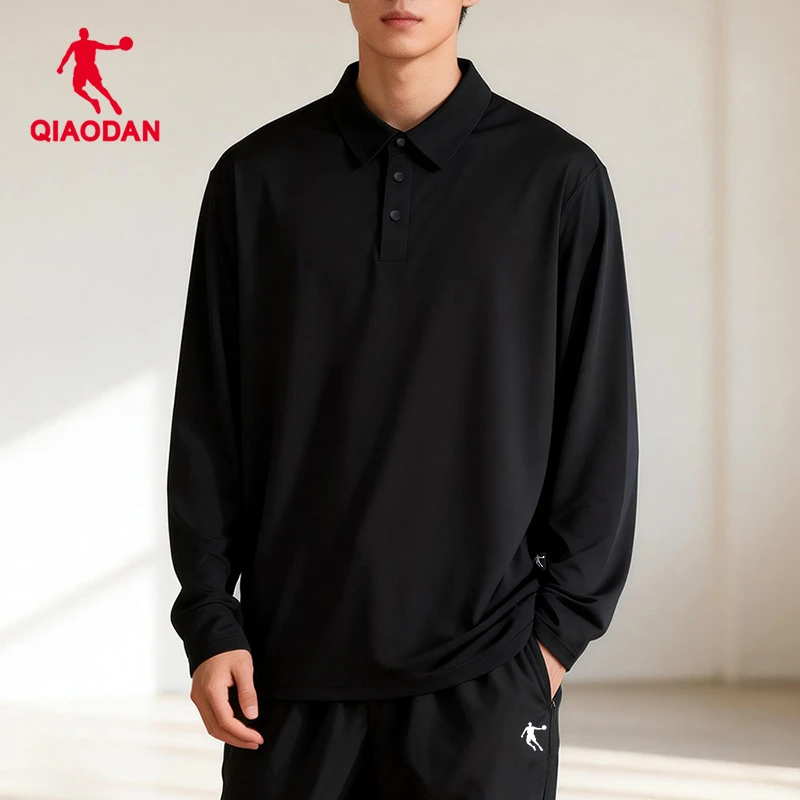 乔丹polo衫男秋冬季款运动户外透气长袖T恤翻领商务休闲健身长袖