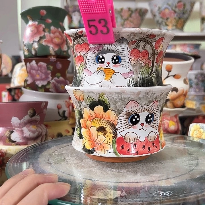 景德镇手绘花盆手绘作品