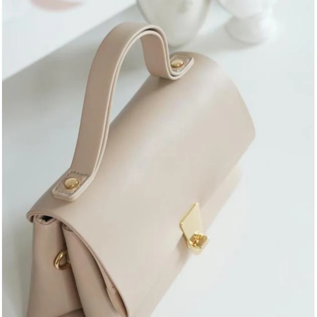 031单肩纯色锁扣夹层拉链袋斜挎包气质轻奢小方包小包包洋气