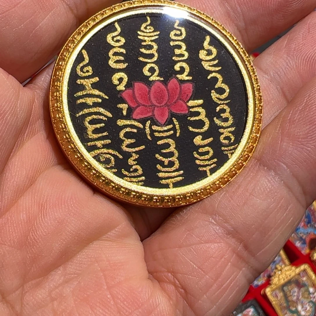 吊坠高僧手绘莲花五条经文车挂