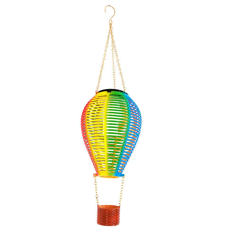 太阳能热气球灯户外庭院装饰灯藤编彩色灯笼花园阳台热气球挂灯