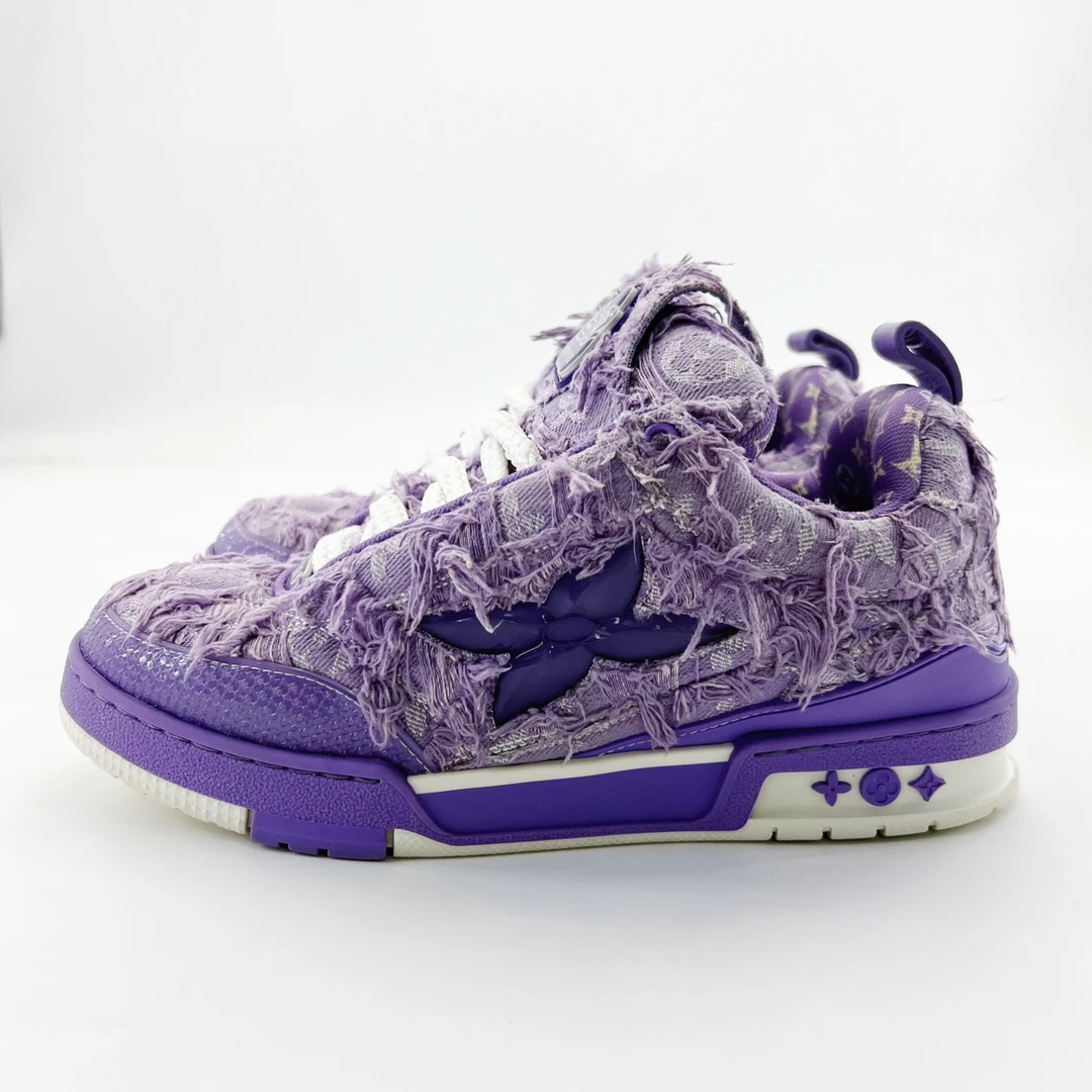 95新 LouisVuitton/路易威登 41.5码/紫色牛仔流苏板鞋/15391982