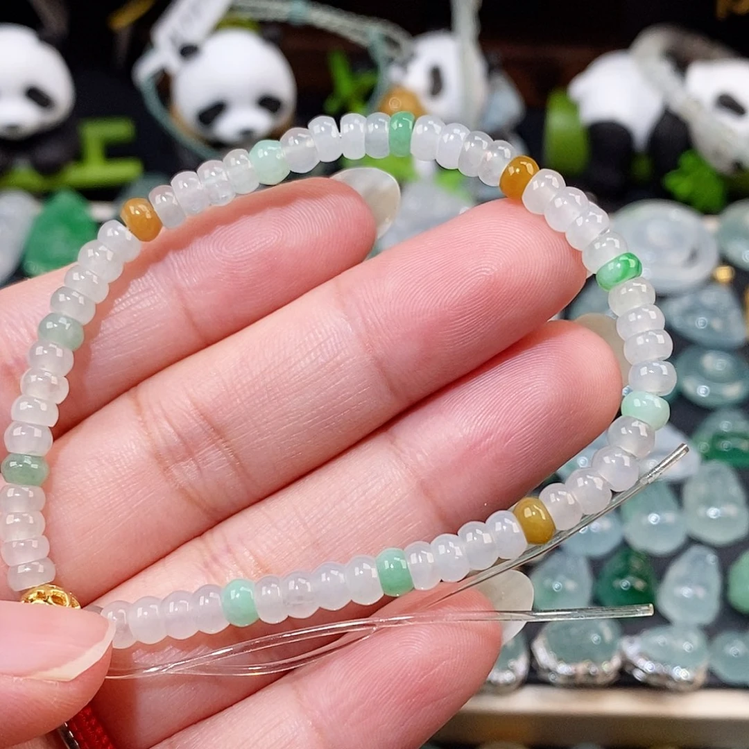 散珠翡翠算盘珠手串