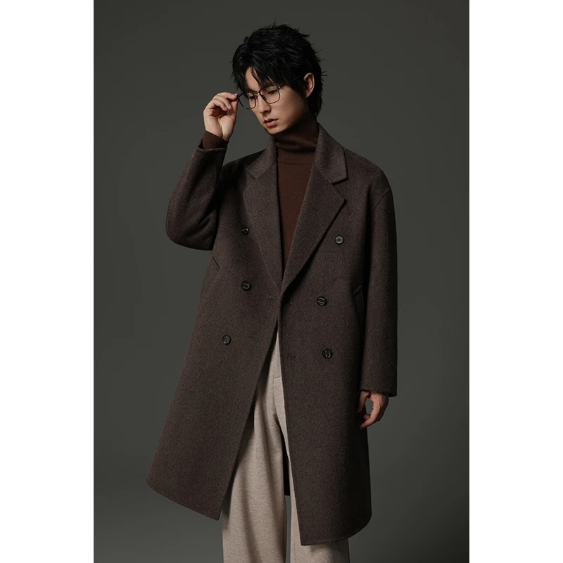 【新款羊毛大衣多款式】秋冬男士中长款休闲绵羊毛大衣宽松长款外套