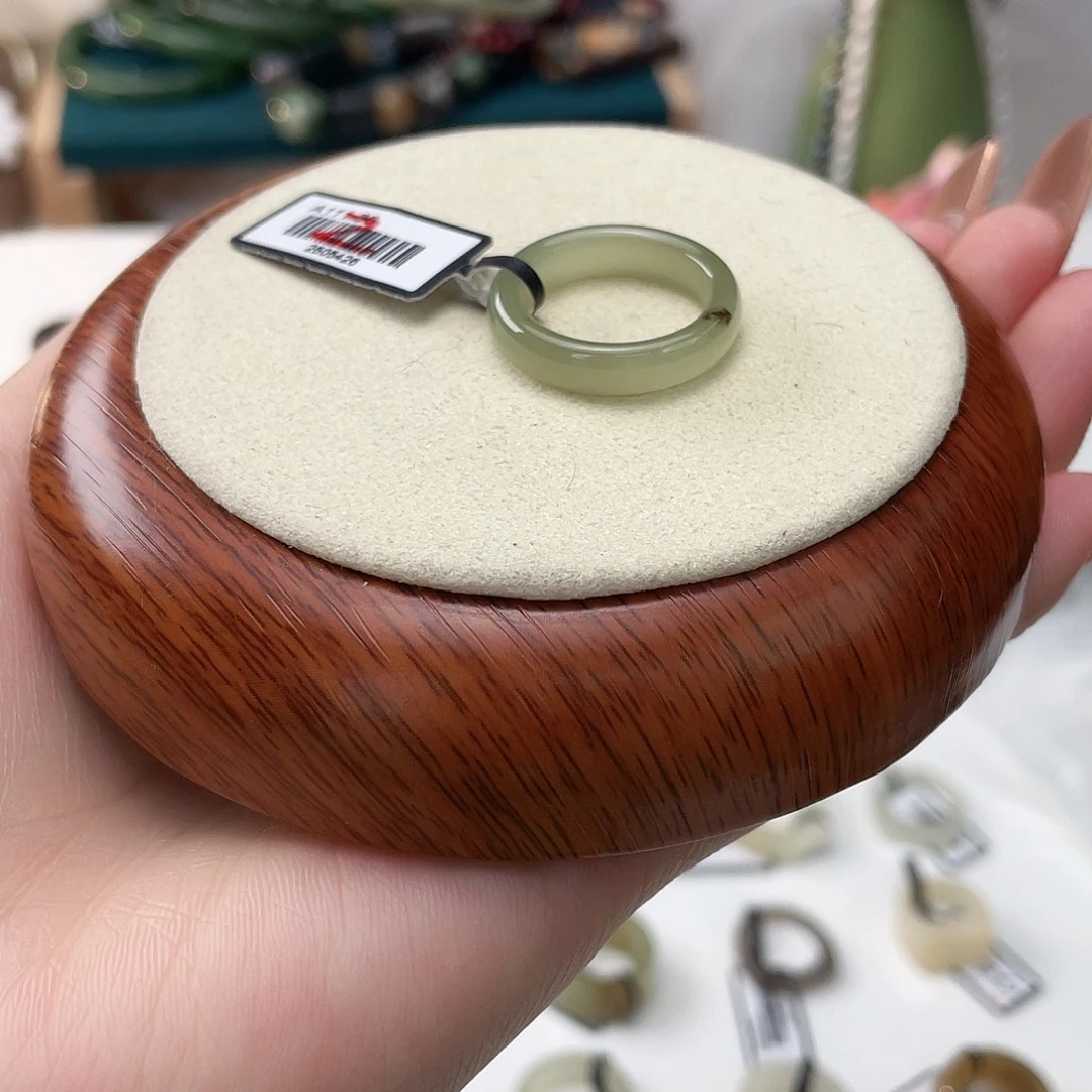 和田玉未镶嵌戒指湖水细条17.3v3