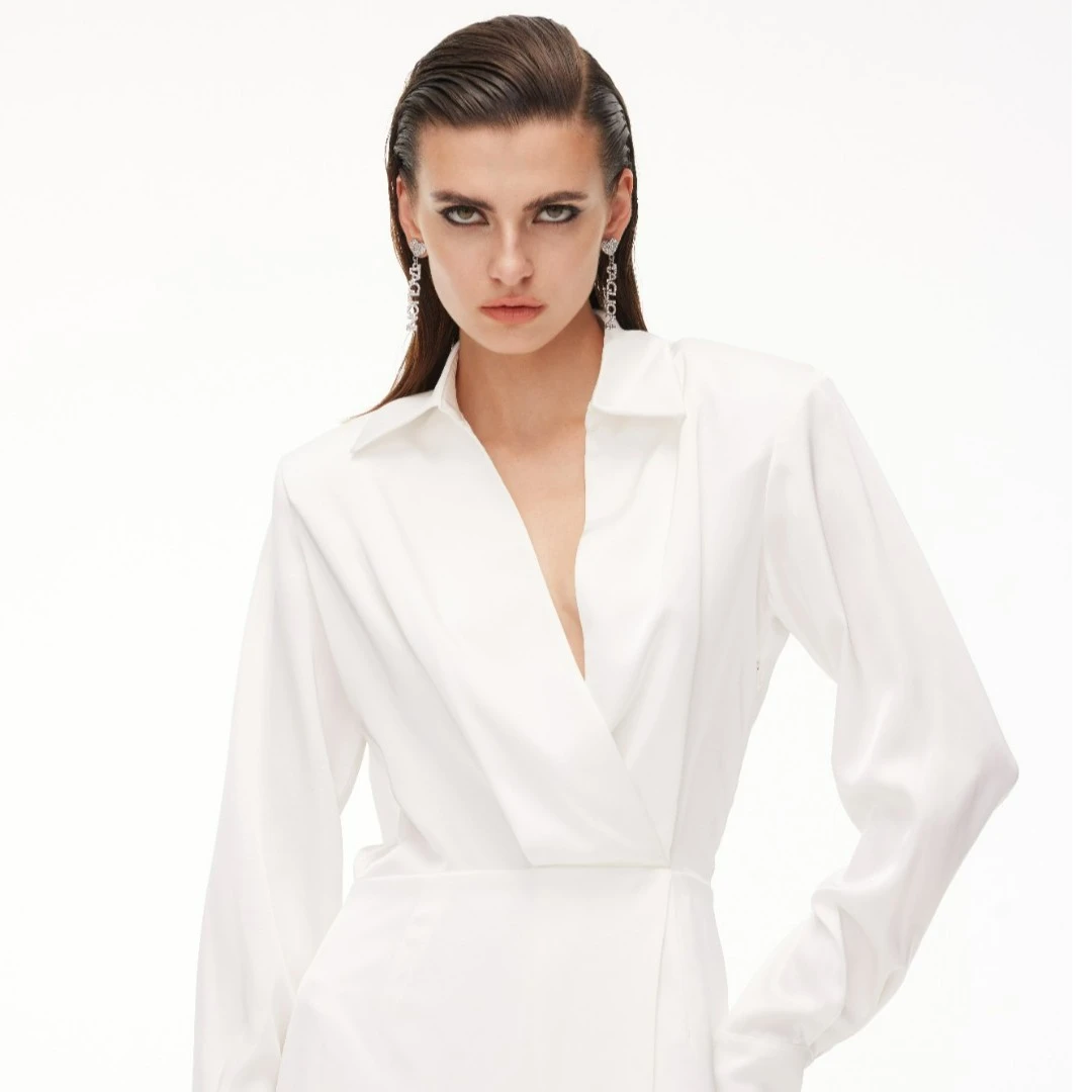 【神仙姐姐玫瑰同款】女士丝感连体裤裙大女主光环辣妹白色裙子