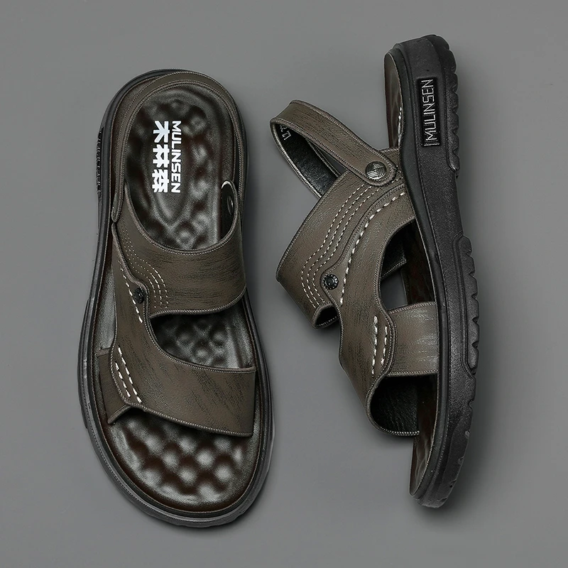 木林森夏季新款男士时尚休闲透气软底户外两穿开车耐磨沙滩凉鞋男