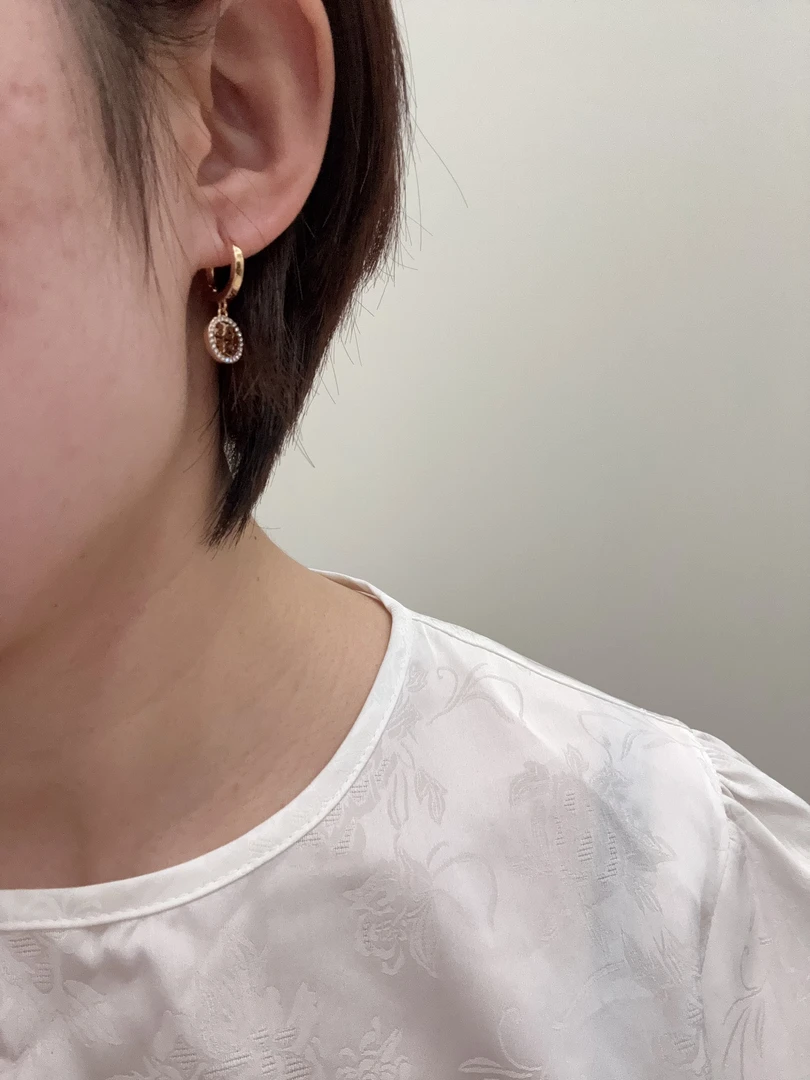 合金耳饰 简约圆形满钻耳环