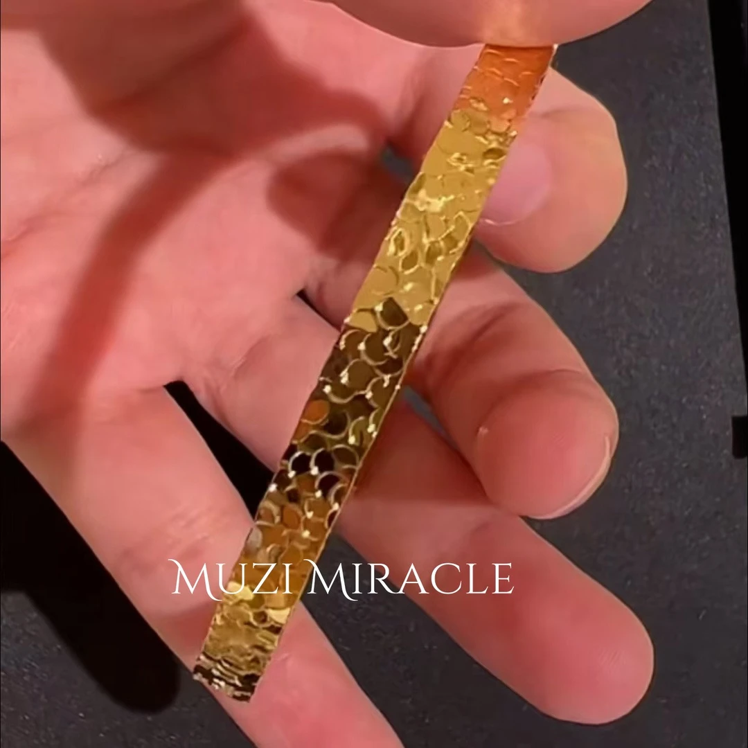 铜合金手镯 MZM金色碎冰冰古法传承闪爆实心时尚手镯LT665