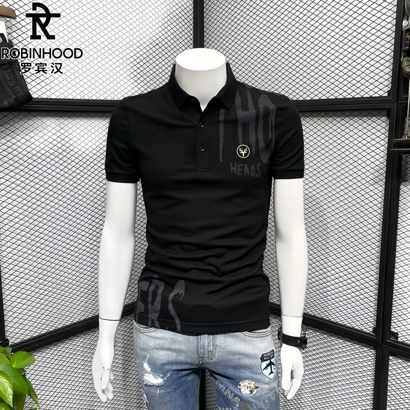 罗宾汉/ROBINHOOD夏季男士polo衫时尚修身翻领短袖男潮流百搭上衣