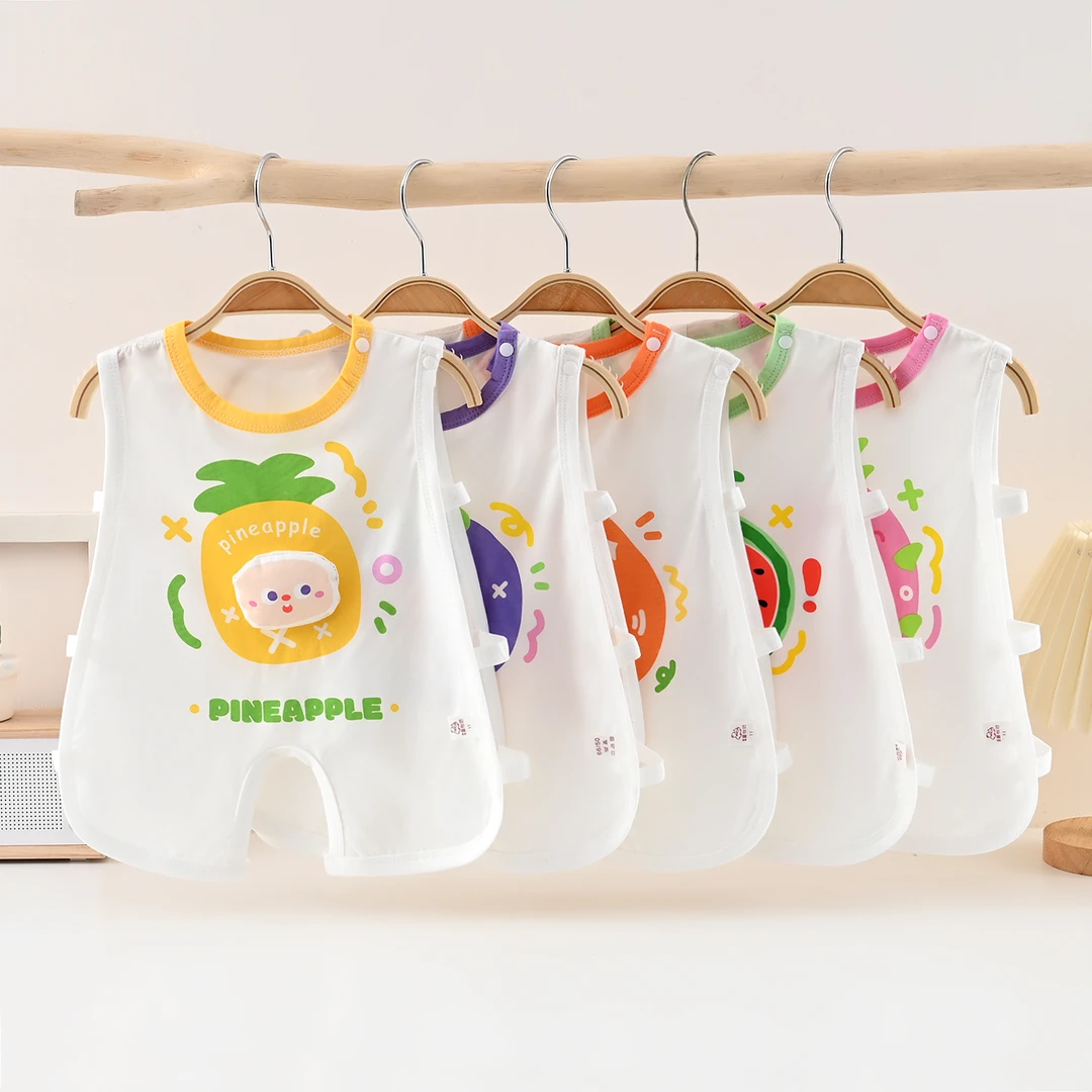 【新款捏捏乐】卡通可爱水果系列婴儿连体衣衣服夏季薄款琵琶服