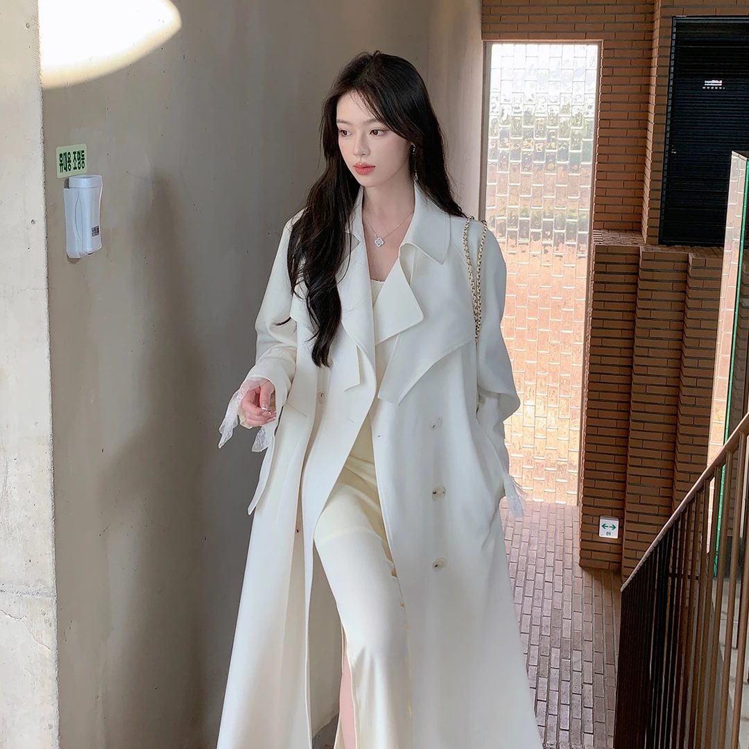 韩系高级感风衣外套女2025秋季新款长款英伦风休闲双排扣大衣外套