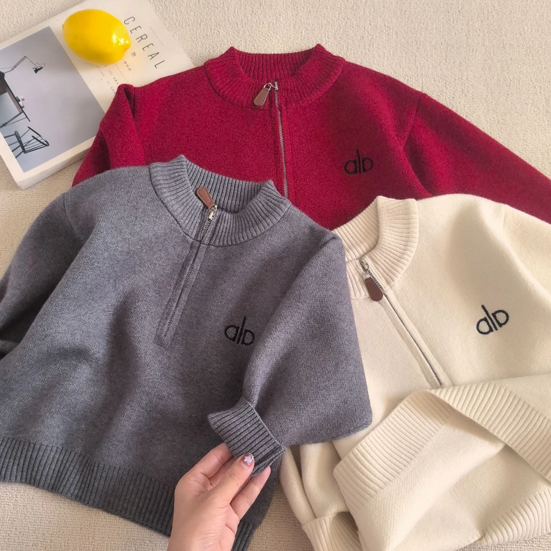【韩货亲子装】男童半拉链针织衫儿童男宝时尚套头立领加厚打底毛衣