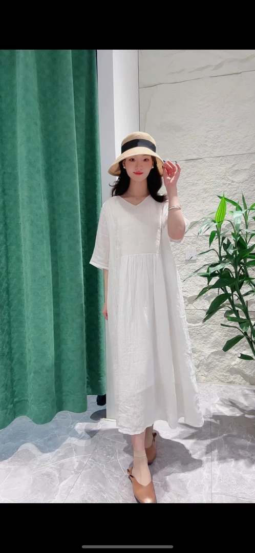 清之音【白月光】麻婆心*亚麻原创设计师连衣裙