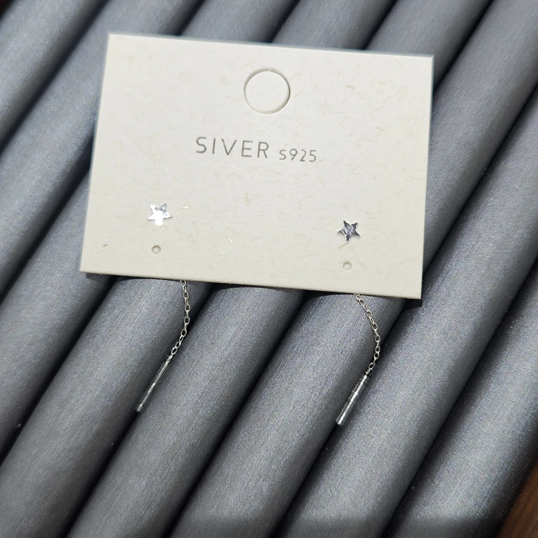 足银耳饰 足银星星耳线 5672