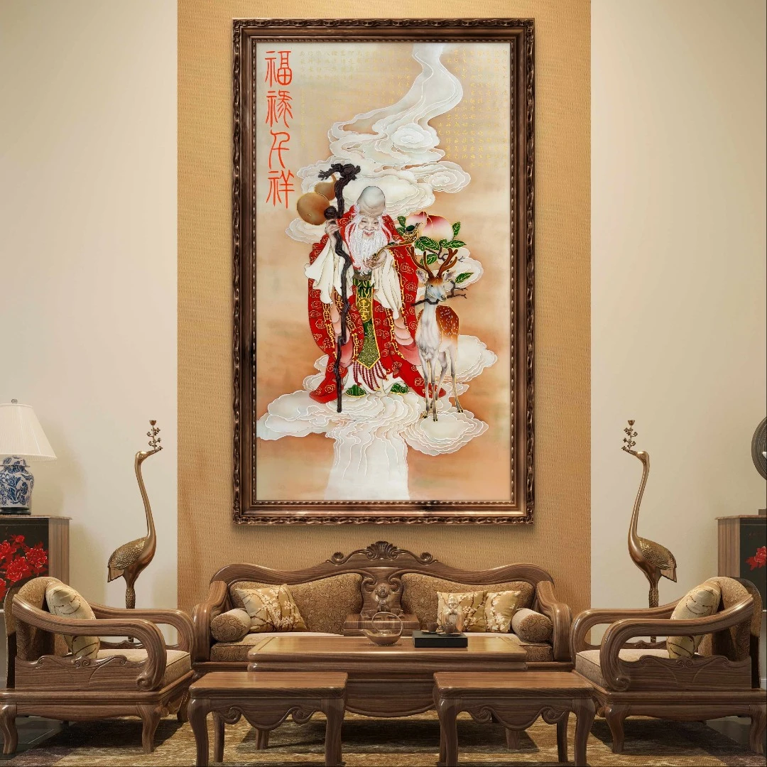 葛溪月老师展览代表作品——《寿星赐福》
