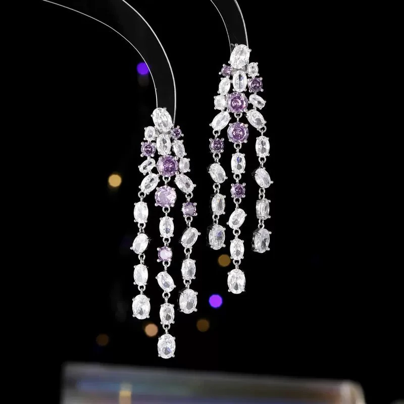 铜合金耳饰 A455秋冬流苏轻奢耳环女时尚气质高级感百搭耳饰