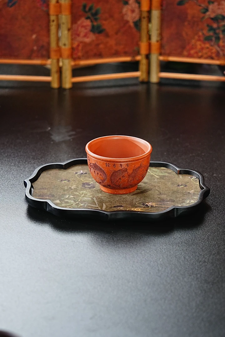 【2208年年有余杯】宜兴原矿紫砂手工制作年年有余杯主人杯