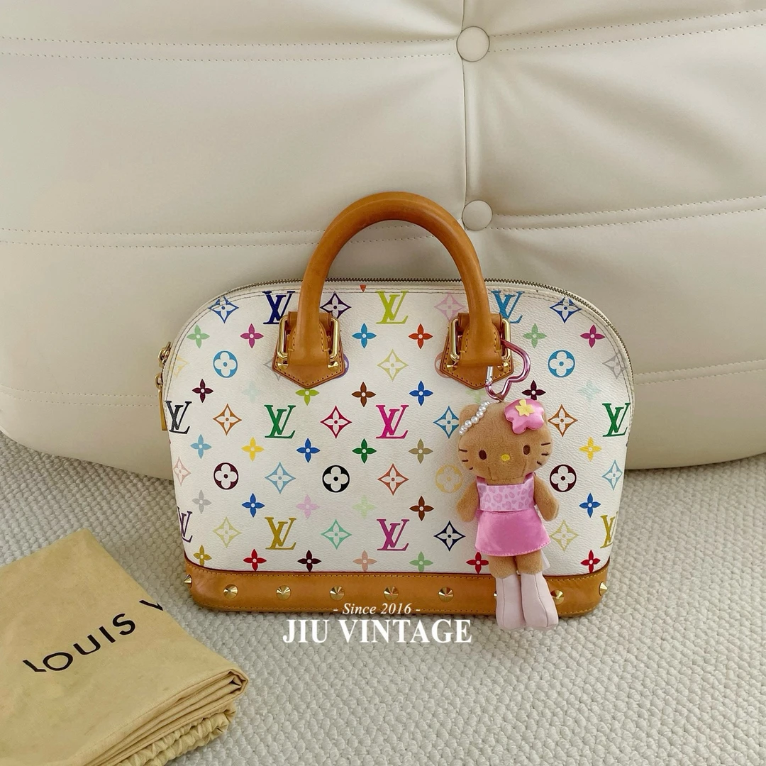 99新 LouisVuitton/路易威登 白三彩alma手提贝壳铆钉BJM12-2328