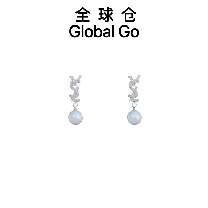 铜合金耳饰 小众设计高级感微镶满锆字母耳坠