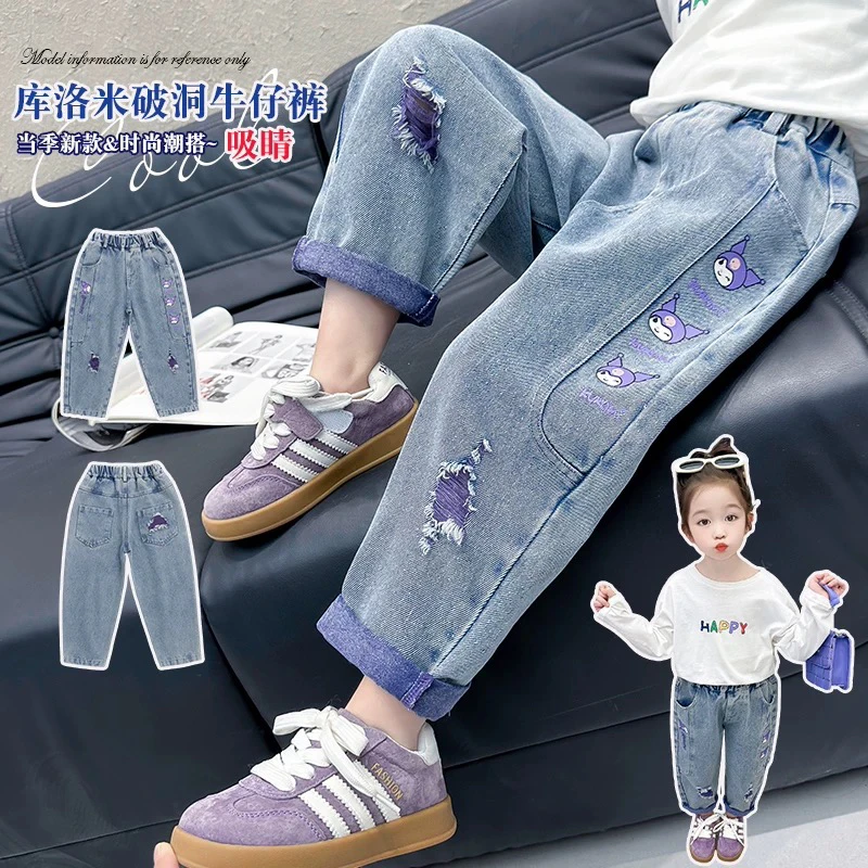 儿童女童牛仔裤2025新款韩版直筒裤女孩洋气时髦百搭休闲裤运动裤