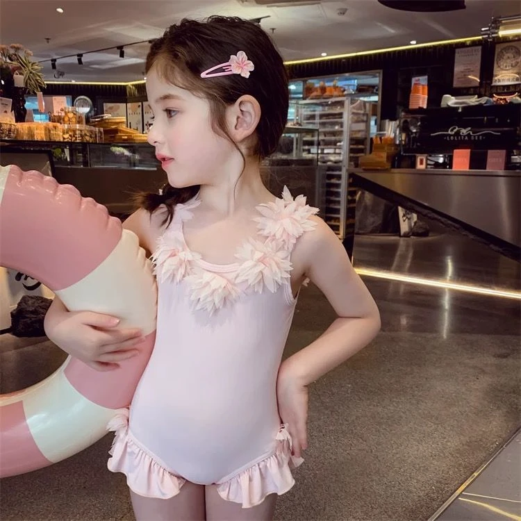 女童游泳衣夏装2025新款儿童网红美背公主连体速干泳衣女宝宝泳装