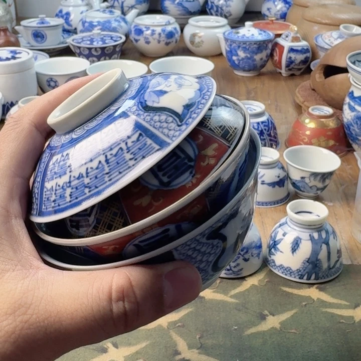 猎***笛青花瓷器杯子茶具