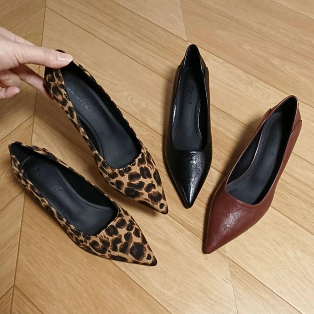 安可拉红单鞋女2025年秋季新款尖头气质百搭浅口法式时尚爆款女鞋