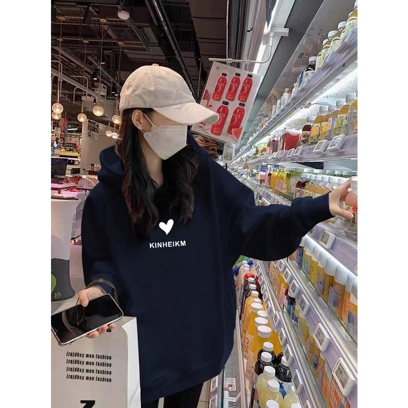 连帽卫衣女2025新款秋冬加绒加厚宽松包臂中长款韩版带帽情侣外套