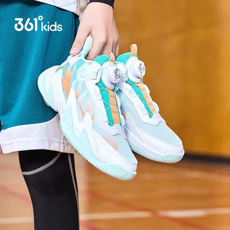 361°kids儿童篮球鞋秋季百时尚搭网面透气旋钮扣透气球鞋运动鞋