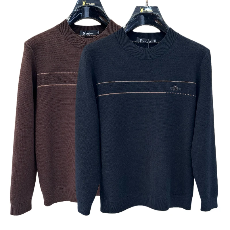 【宝鹿优品】加绒加厚保暖男士圆领针织毛衣打底衫66105