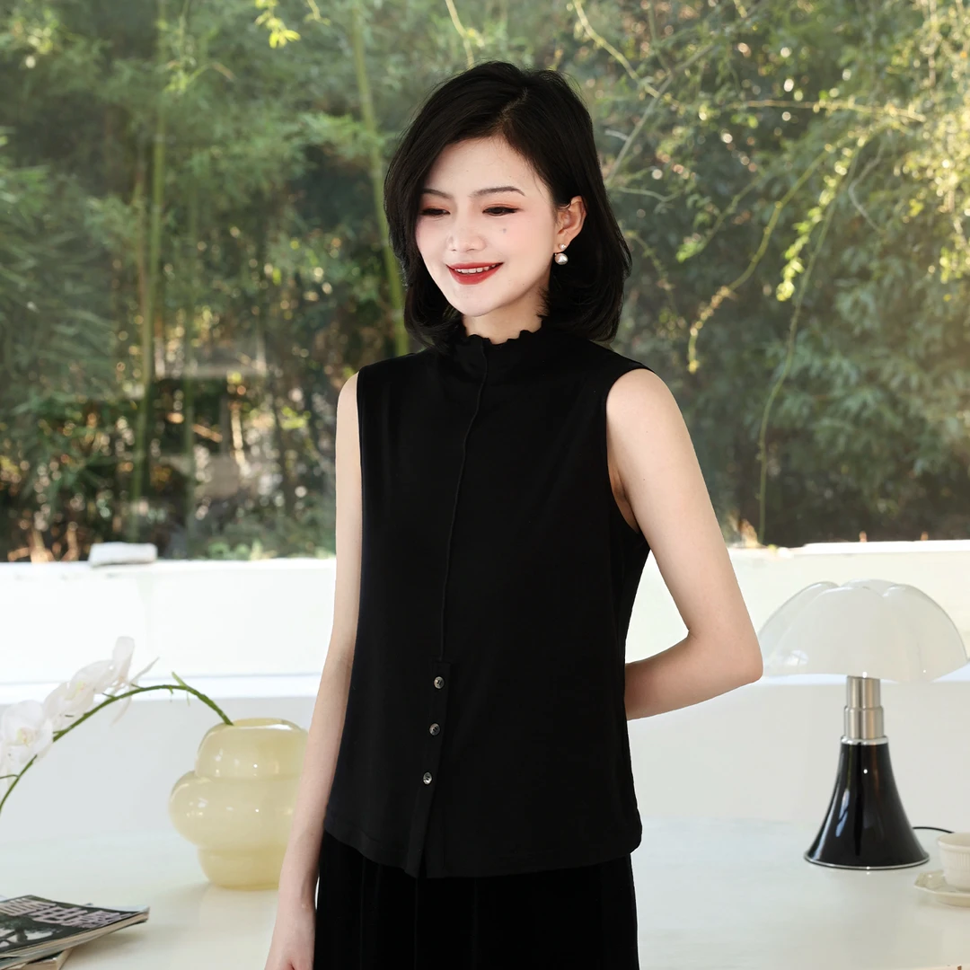 【叠穿背心】枫竺阿楠anan莱赛尔花边领开叉背心女秋高级感无袖上衣