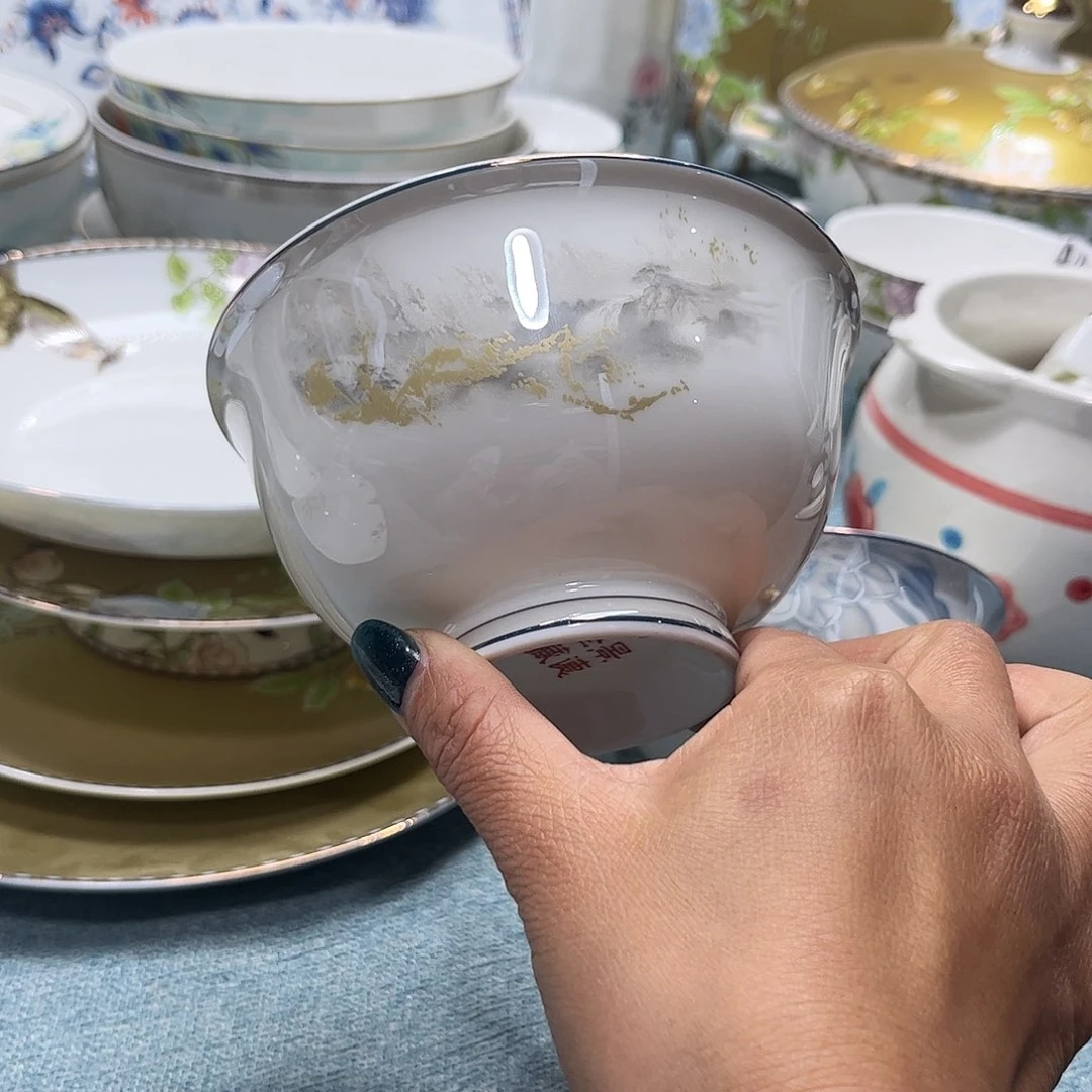 瓷片海岸五寸高脚腕十个