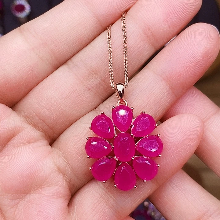 红宝石银S925镶嵌颈饰