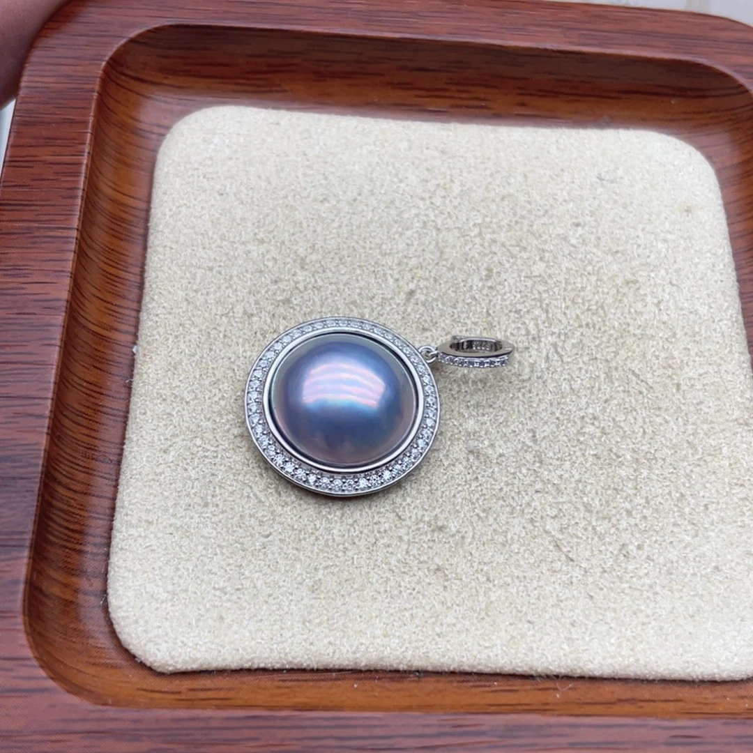 拼合珍珠（马贝珠）银S925镶嵌颈饰D143