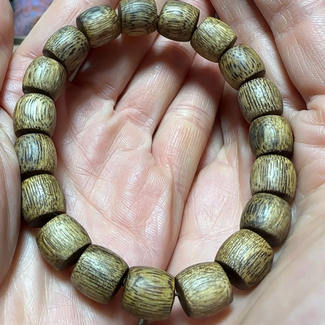 沉香手串鸿*绿奇楠沉香鼓珠单圈手串8克