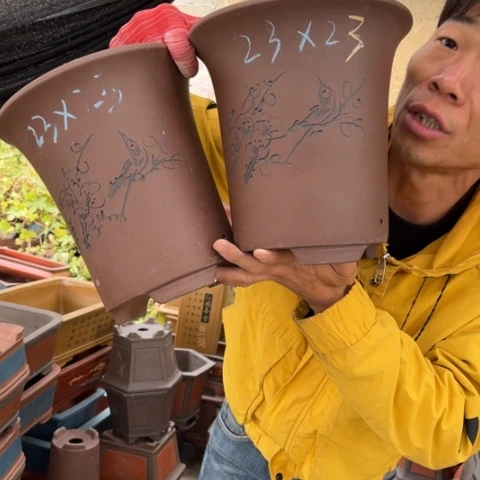 紫砂花盆特价包邮送盒