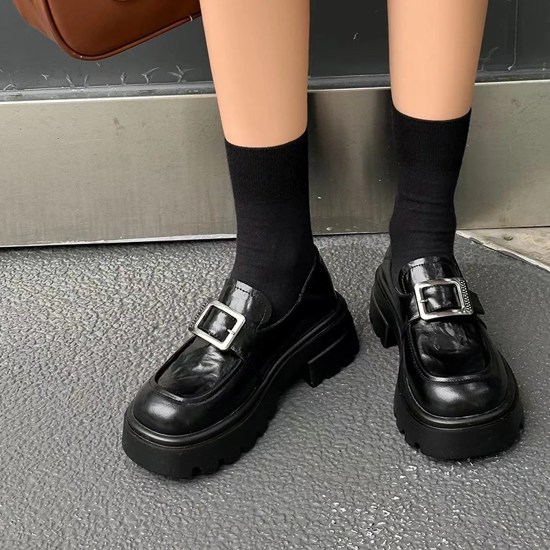 【刘营专属】经典时尚百搭厚底乐福鞋6686