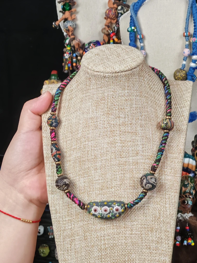 非金属玻璃项链 腓尼基饰品项链手作民族风编织复古